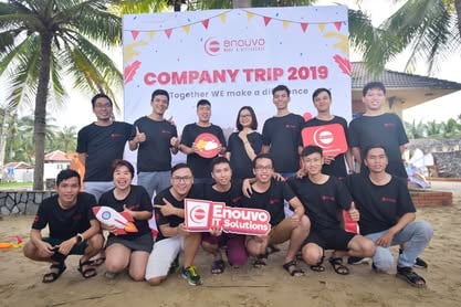 Enouvo colleagues on a company trip in 2019