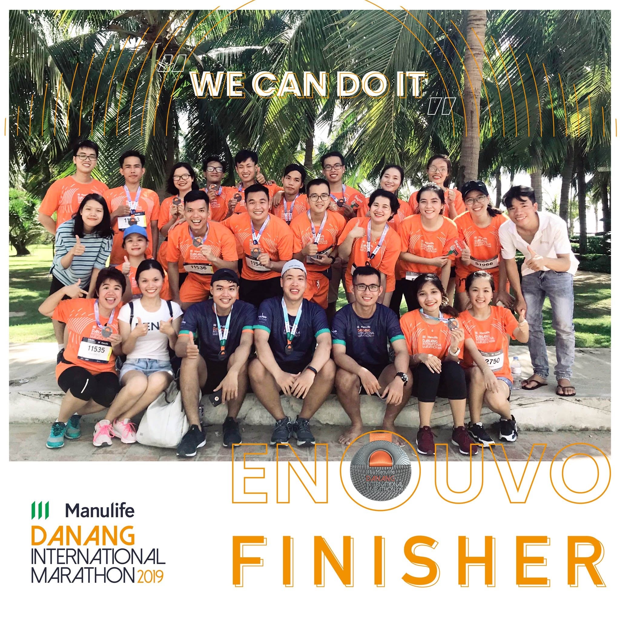 Enouvo runners posing together after a community race