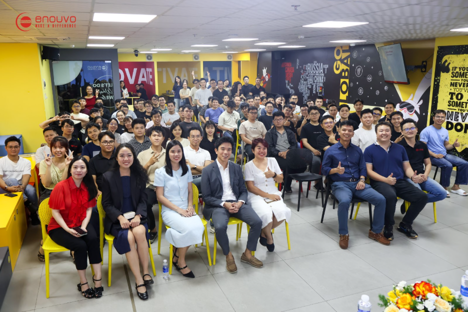 Group photo of the Enouvo team and Skyform representatives together.